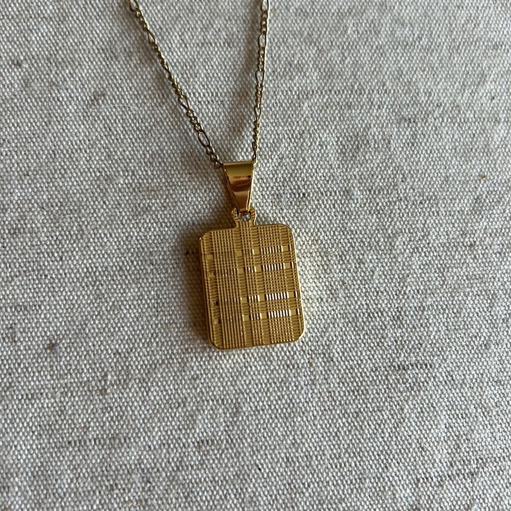 Gold Square “R” Initial Necklace - image 3